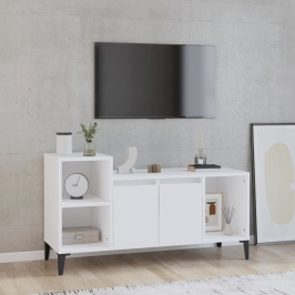 Mueble para TV madera contrachapada blanco 100x35x55 cm