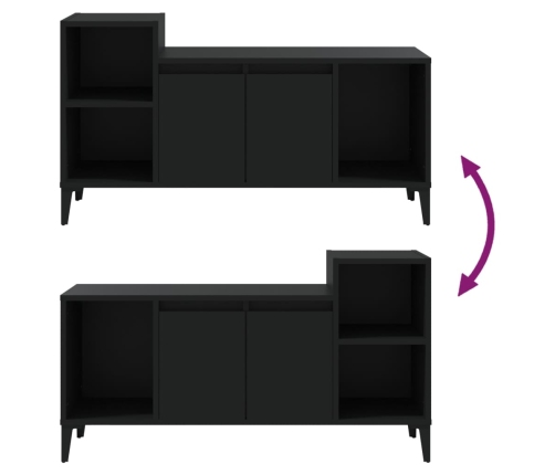 Mueble para TV madera contrachapada negro 100x35x55 cm