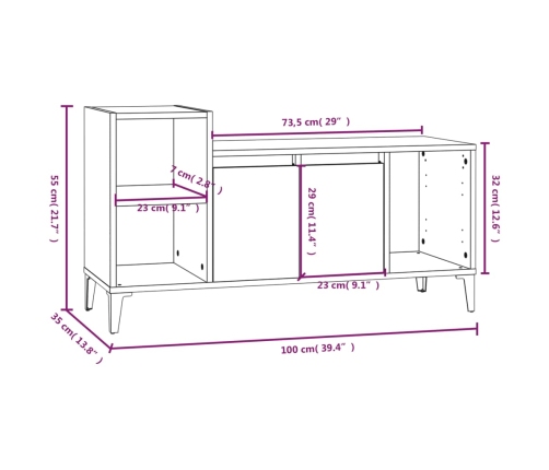 Mueble para TV madera contrachapada negro 100x35x55 cm