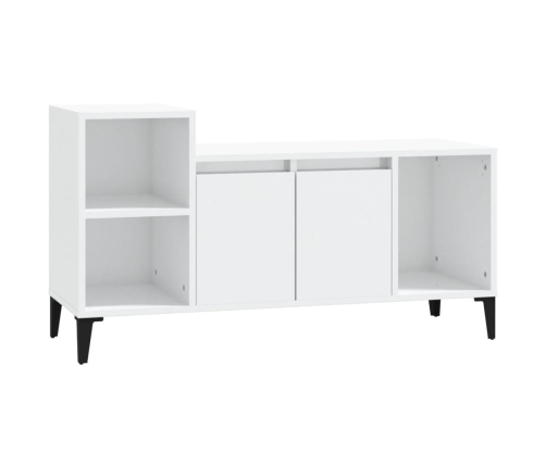 Mueble de TV madera contrachapada blanco brillo 100x35x55 cm