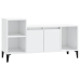 Mueble de TV madera contrachapada blanco brillo 100x35x55 cm