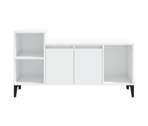 Mueble de TV madera contrachapada blanco brillo 100x35x55 cm