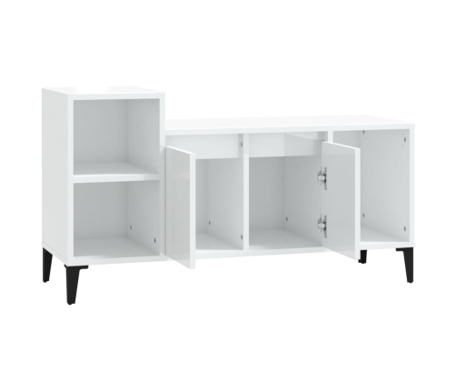 Mueble de TV madera contrachapada blanco brillo 100x35x55 cm