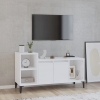 Mueble de TV madera contrachapada blanco brillo 100x35x55 cm