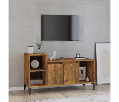 Mueble para TV madera contrachapada roble ahumado 100x35x55 cm