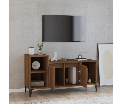 vidaXL Mueble para TV madera contrachapada marrón roble 100x35x55 cm