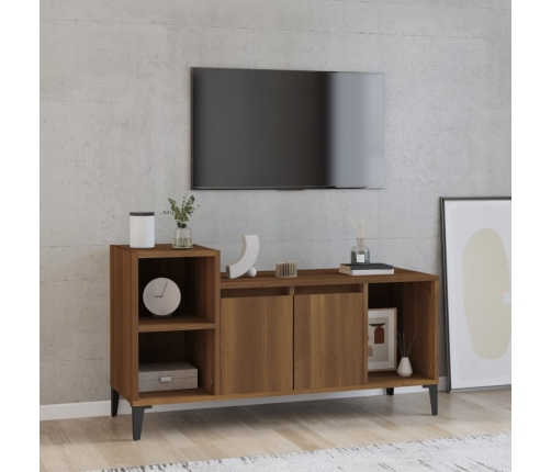 vidaXL Mueble para TV madera contrachapada marrón roble 100x35x55 cm