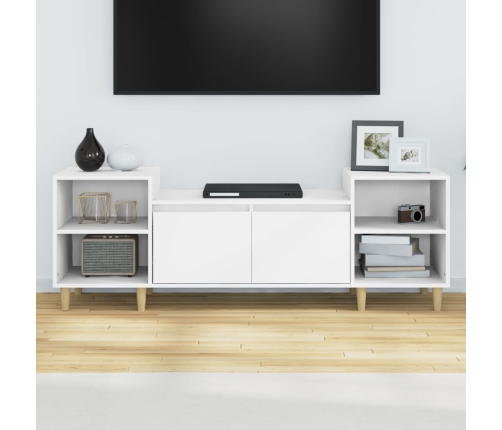 Mueble para TV madera contrachapada blanco 160x35x55 cm