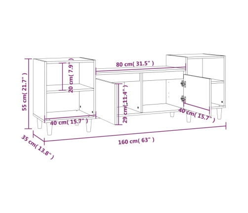 Mueble para TV madera contrachapada blanco 160x35x55 cm