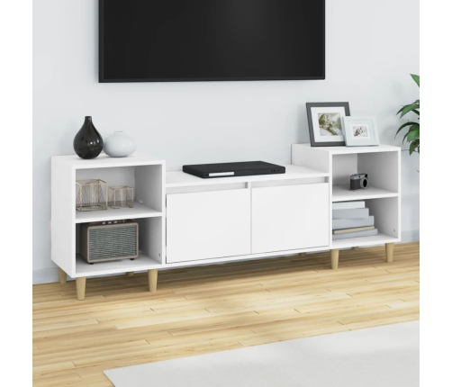 Mueble para TV madera contrachapada blanco 160x35x55 cm