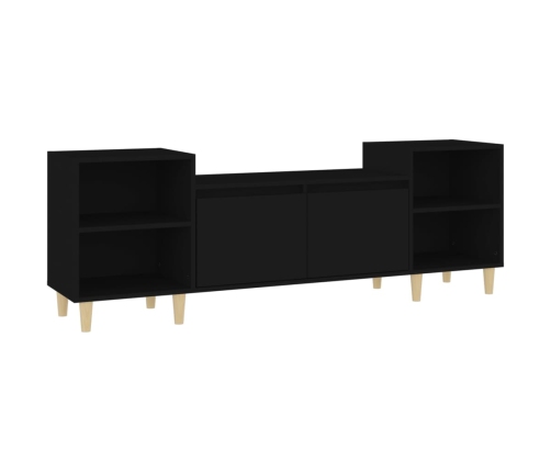 Mueble para TV madera contrachapada negro 160x35x55 cm