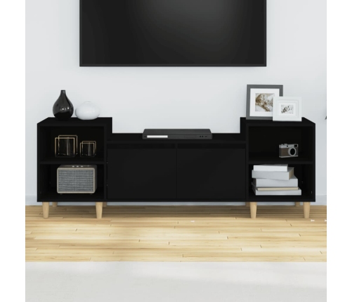 Mueble para TV madera contrachapada negro 160x35x55 cm