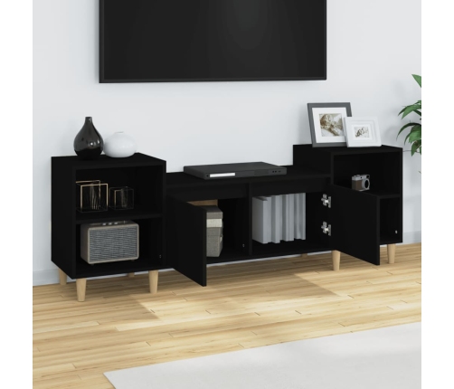 Mueble para TV madera contrachapada negro 160x35x55 cm