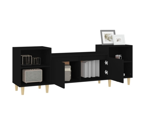 Mueble para TV madera contrachapada negro 160x35x55 cm