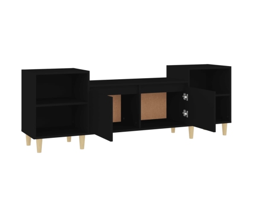 Mueble para TV madera contrachapada negro 160x35x55 cm