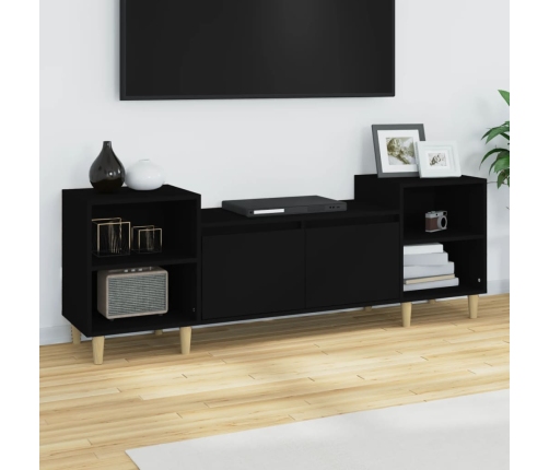 Mueble para TV madera contrachapada negro 160x35x55 cm