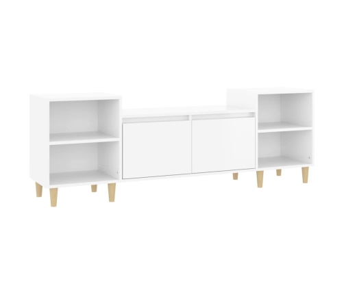 Mueble para TV madera contrachapada blanco brillo 160x35x55 cm