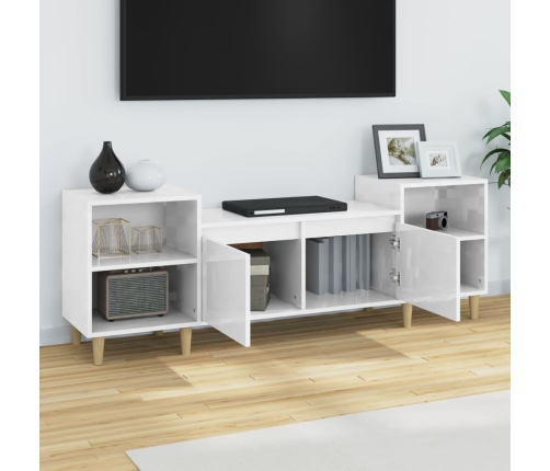 Mueble para TV madera contrachapada blanco brillo 160x35x55 cm