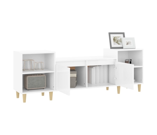 Mueble para TV madera contrachapada blanco brillo 160x35x55 cm