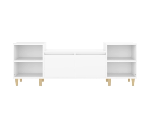 Mueble para TV madera contrachapada blanco brillo 160x35x55 cm