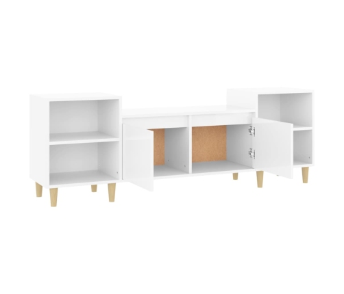 Mueble para TV madera contrachapada blanco brillo 160x35x55 cm