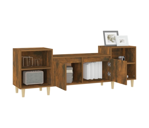 Mueble para TV madera contrachapada roble ahumado 160x35x55 cm