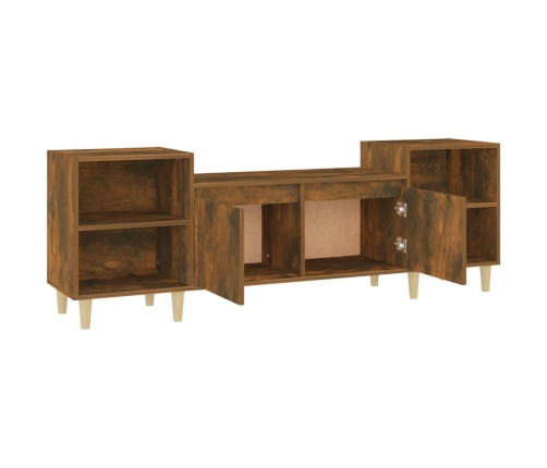 Mueble para TV madera contrachapada roble ahumado 160x35x55 cm