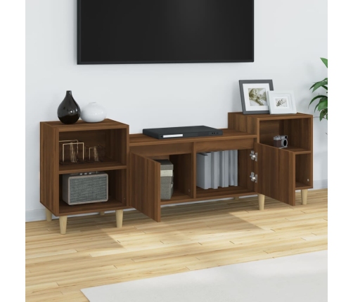 Mueble para TV madera contrachapada marrón roble 160x35x55 cm