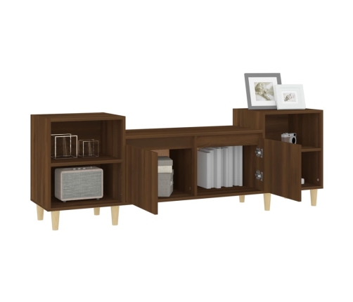 Mueble para TV madera contrachapada marrón roble 160x35x55 cm