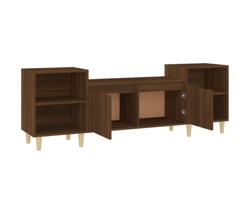 Mueble para TV madera contrachapada marrón roble 160x35x55 cm