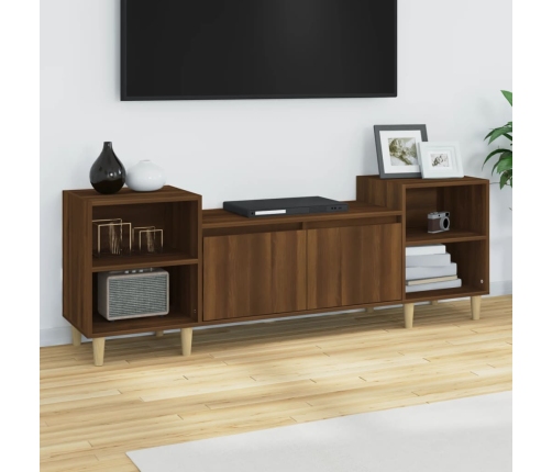 Mueble para TV madera contrachapada marrón roble 160x35x55 cm