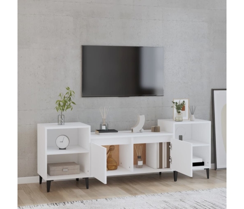 Mueble para TV madera contrachapada blanco 160x35x55 cm