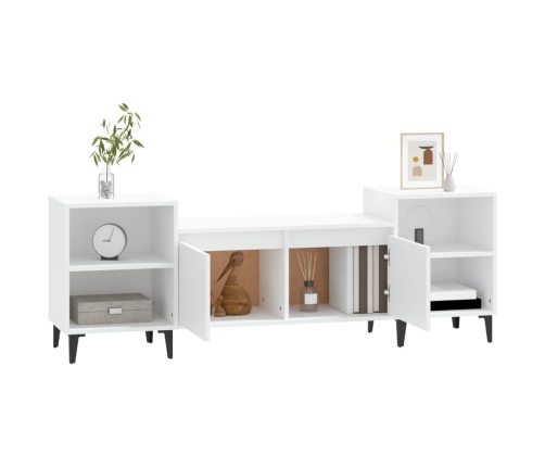 Mueble para TV madera contrachapada blanco 160x35x55 cm