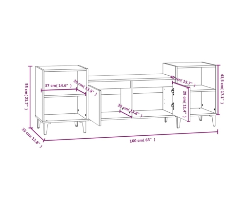 Mueble para TV madera contrachapada blanco 160x35x55 cm