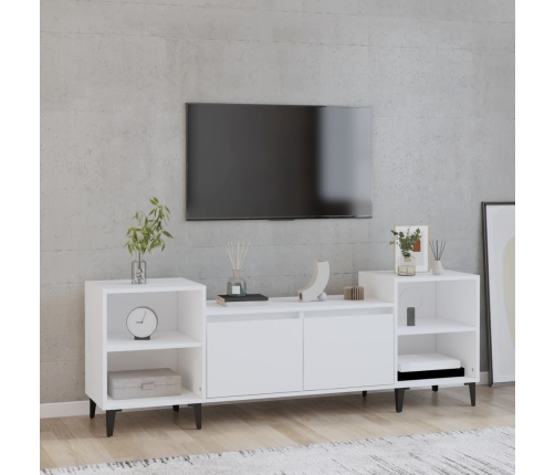 Mueble para TV madera contrachapada blanco 160x35x55 cm