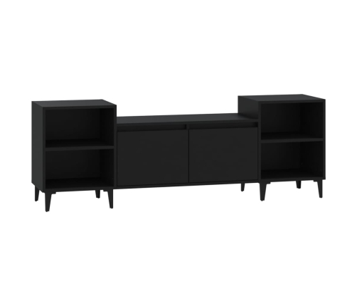 Mueble para TV madera contrachapada negro 160x35x55 cm