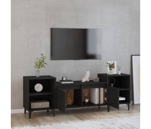 Mueble para TV madera contrachapada negro 160x35x55 cm