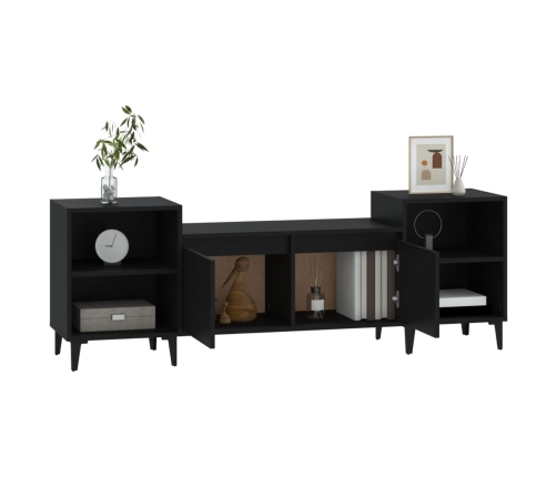 Mueble para TV madera contrachapada negro 160x35x55 cm