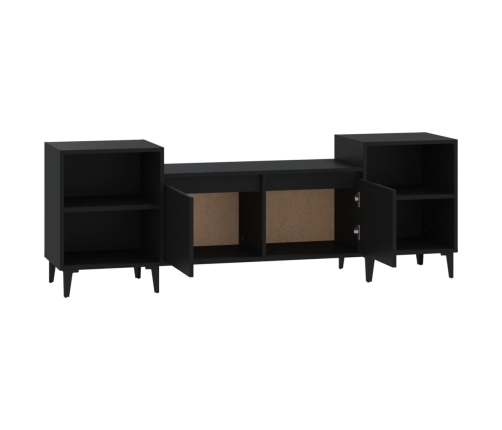 Mueble para TV madera contrachapada negro 160x35x55 cm