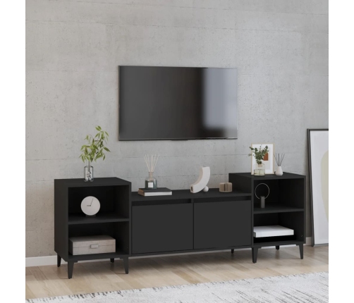 Mueble para TV madera contrachapada negro 160x35x55 cm