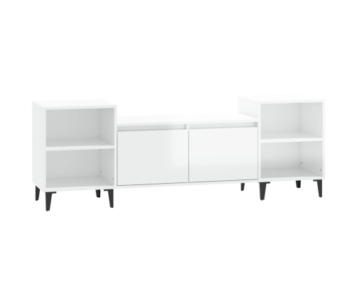 Mueble para TV madera contrachapada blanco brillo 160x35x55 cm