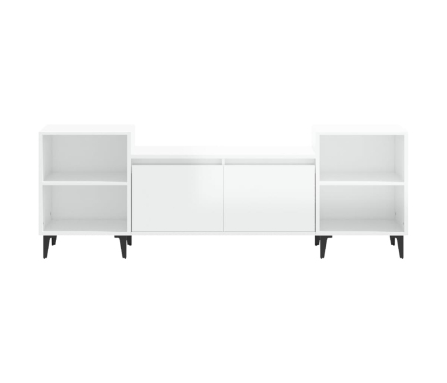 Mueble para TV madera contrachapada blanco brillo 160x35x55 cm