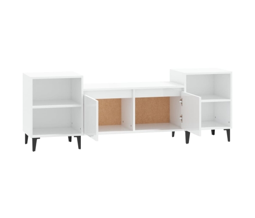 Mueble para TV madera contrachapada blanco brillo 160x35x55 cm