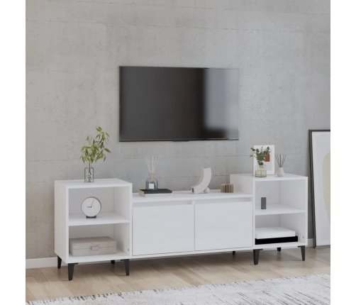 Mueble para TV madera contrachapada blanco brillo 160x35x55 cm