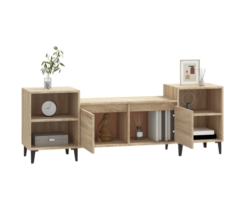 vidaXL Mueble para TV madera contrachapada roble Sonoma 160x35x55 cm