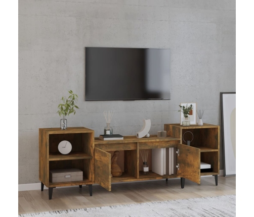 Mueble para TV madera contrachapada roble ahumado 160x35x55 cm