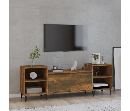 Mueble para TV madera contrachapada roble ahumado 160x35x55 cm