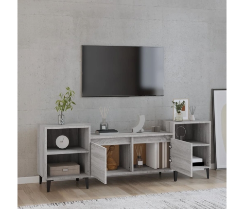 Mueble para TV madera contrachapada gris Sonoma 160x35x55 cm