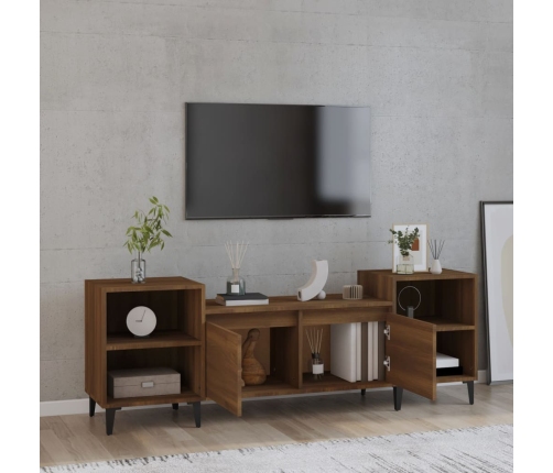 Mueble para TV madera contrachapada marrón roble 160x35x55 cm