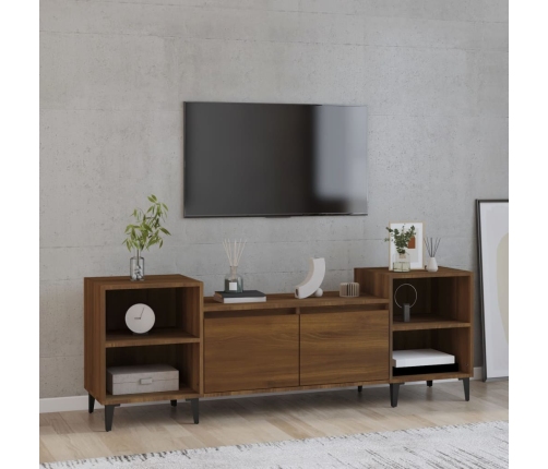 Mueble para TV madera contrachapada marrón roble 160x35x55 cm